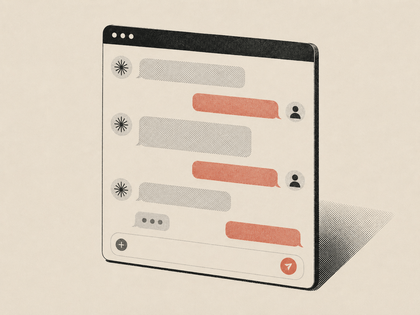 Illustration of an AI chat interface, symbolizing delegation loops and AI-native work